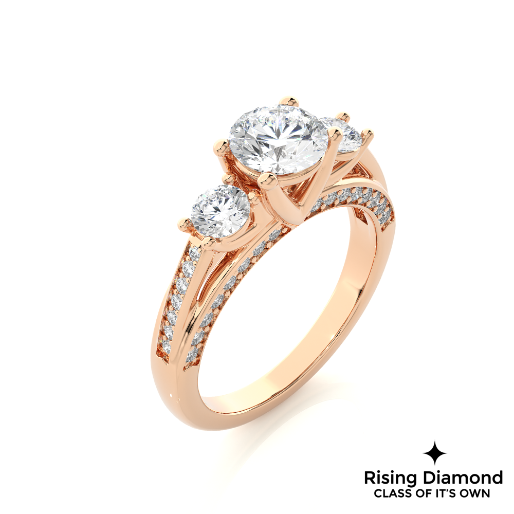 1.58 Ct Round Cut F-VS1 Lab Grown Diamond Gold Engagement Ring