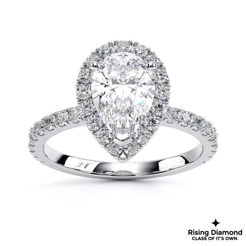 1.25 CT Pear F/VS1 Lab Grown Diamond Halo Ring