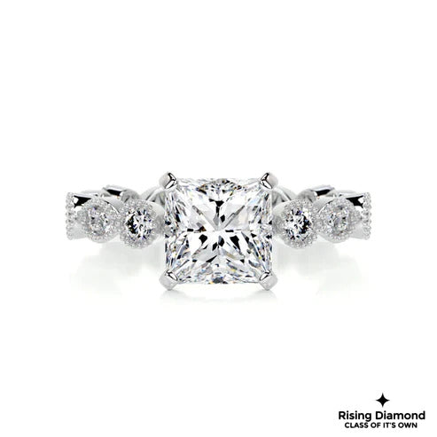 2.8 Ct Princess Cut Colorless Moissanite Engagement Ring