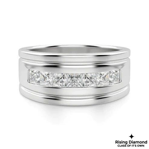 0.40 CTW Princess Cut Colorless Moissanite Men's Wedding Band
