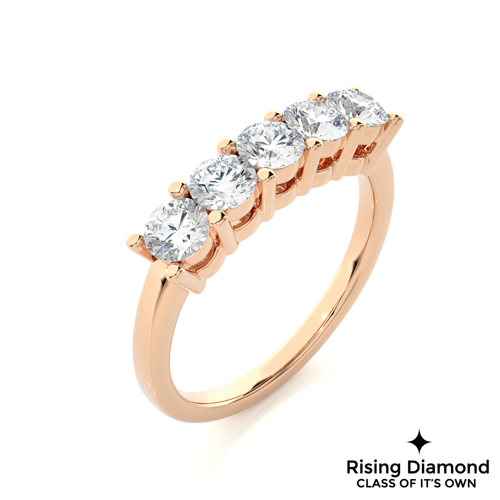 0.52 CTW Round Cut Lab Grown Diamond Five Stone Ring