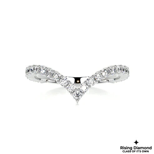 0.40 CTW Round Cut V Shape Colorless Moissanite Wedding Band