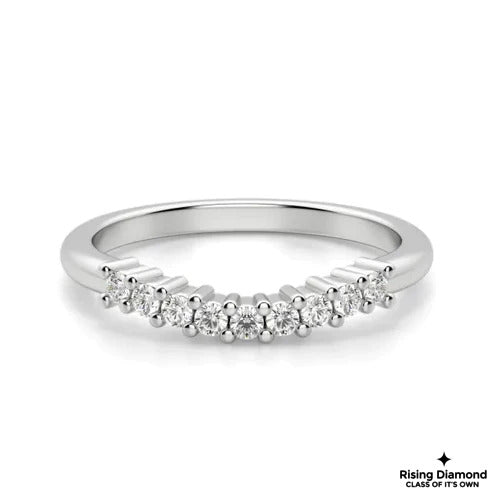0.19 TCW Round Cut FG-VS Lab Grown Diamond Half Eternity Curved Wedding Band