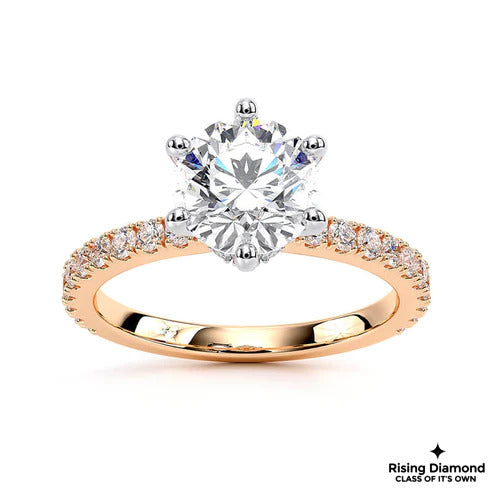 1.01 Ct Round Cut E-VS2 Lab Grown Diamond Hidden Halo Half Eternity Engagement Ring