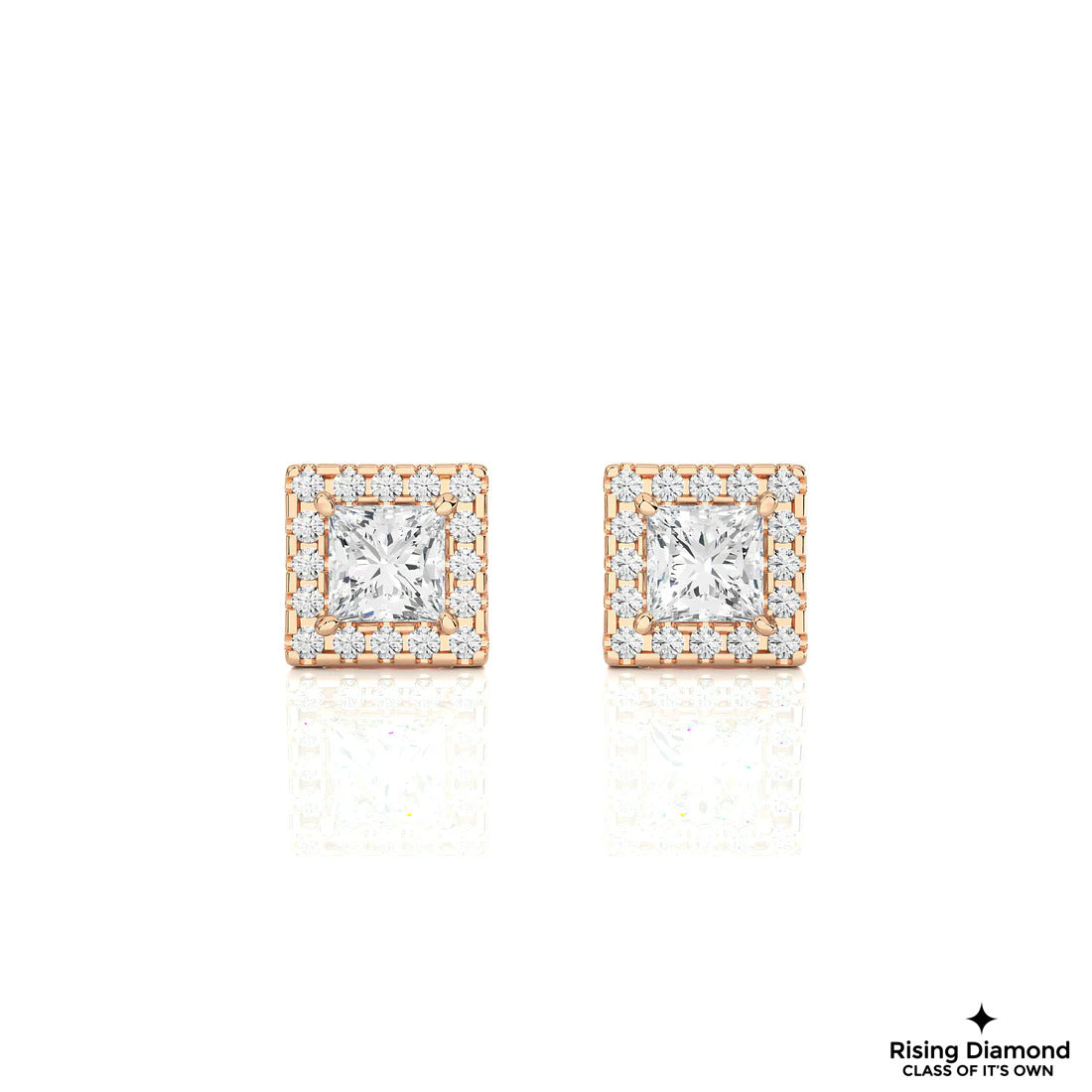 1.12 TCW Princess EF/VS Lab Grown For Each Diamond Halo Earring