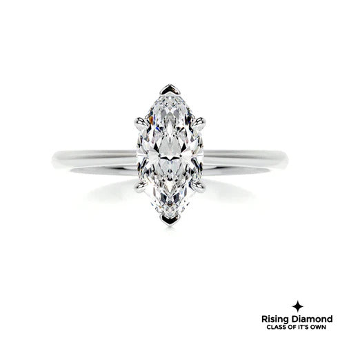3.8 Ct Marquise Cut Colorless Moissanite Solitaire Ring