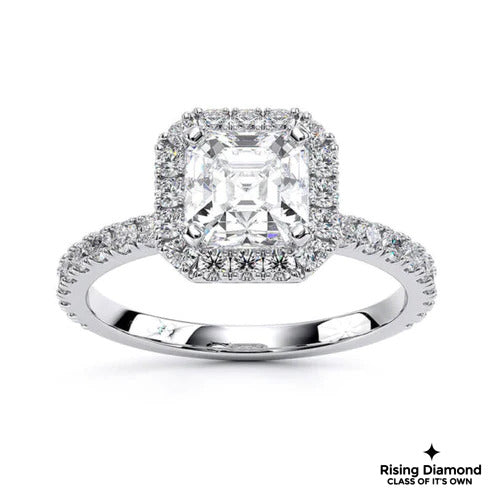 1.20 Ct Asscher Cut F-VS2 Lab Grown Diamond Engagement Ring