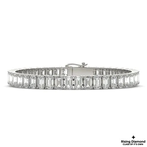13.25 CTW Emerald Cut Colorless Moissanite Tennis Bracelet