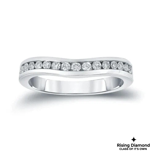 0.35 CTW Round Colorless Moissanite Curved Band