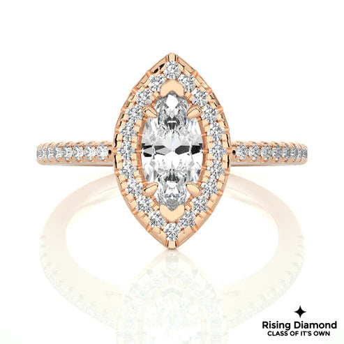 1.02 CT Marquise Cut F/VS1 Lab Grown Diamond Halo Ring