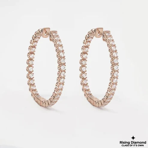 1.15 CTW For Each Hoop Round Cut FG/VS Lab Grown Diamond Hoop Earring