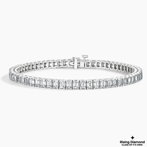 8.95 CTW Emerald Cut Colorless Moissanite Tennis Bracelet
