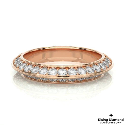 0.66 CTW Round Cut Colorless Moissanite Knife Edge Shank Band