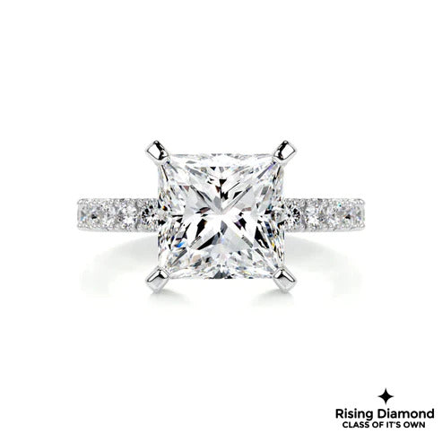 3.65 Ct Princess Cut Colorless Moissanite Engagement Ring