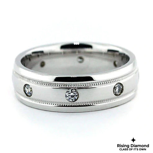 0.40 CTW FG/VS Round Cut Lab Grown Diamond Men's Wedding Band