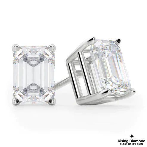 1.06 Ct For Each Emerald Cut EF/VS Lab Grown Diamond Stud Earring