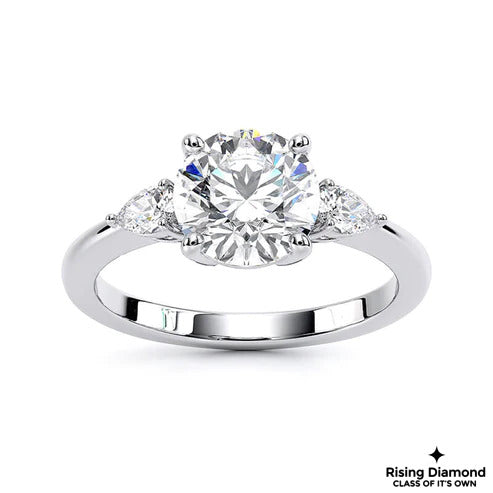 1.95 CT G/VS2 Round Cut Lab Grown diamond Three Stone Engagement Ring