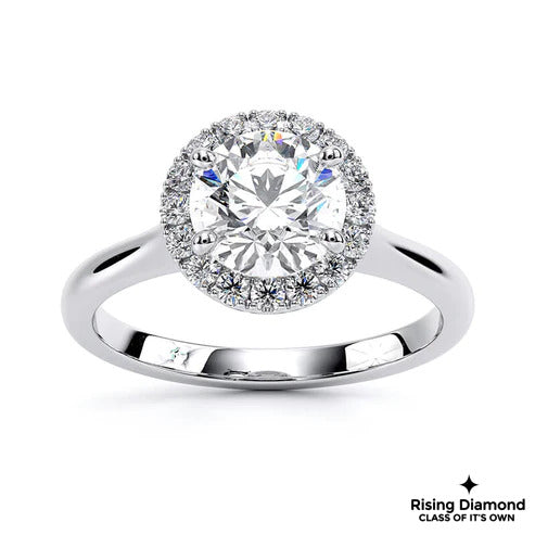 1.05 Ct Round Cut E-VS2 Lab Grown Diamond Halo Engagement Ring