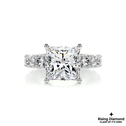 4.9 Ct Princess Cut Colorless Moissanite Engagement Ring