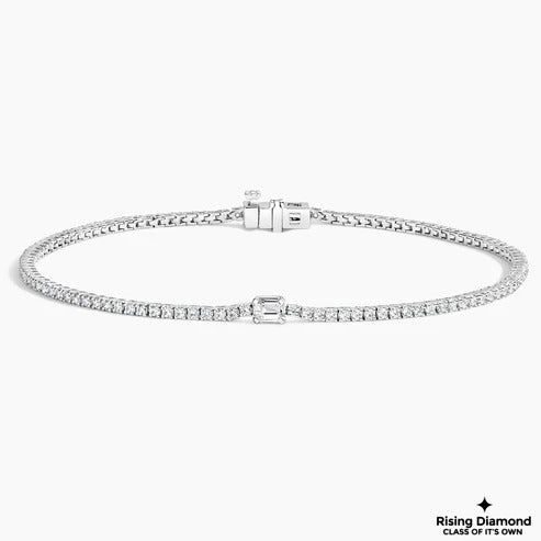 1.55 CTW Round and Emerald Cut Moissanite Tennis Bracelet