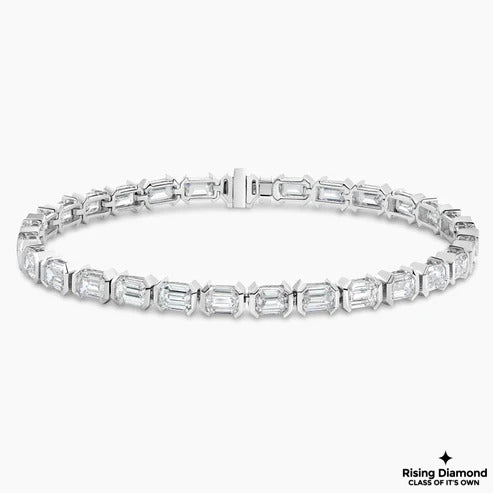 6.88 CTW Emerald Cut Colorless Moissanite Bracelet in Bar Setting