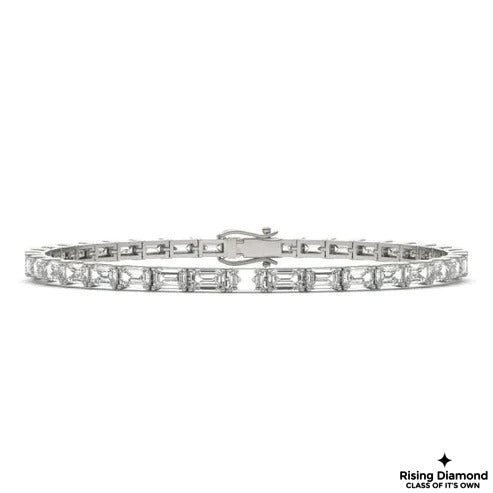 9.5 CTW Emerald Cut Colorless Moissanite Tennis Bracelet in Prong Setting