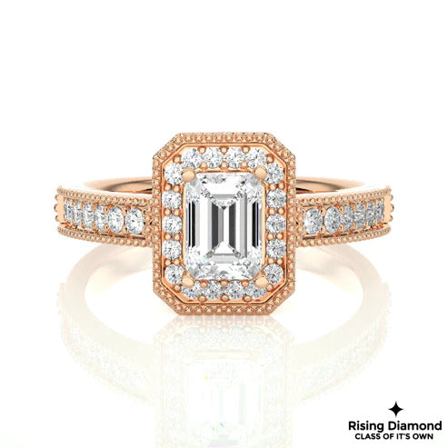1.22 Ct Emerald Cut F-VS1 Lab Grown Diamond Engagement Ring