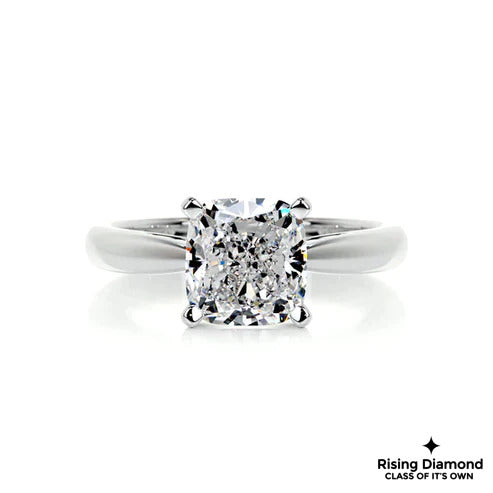 3.01 Ct Cushion Cut Colorless Moissanite Solitaire Engagement Ring