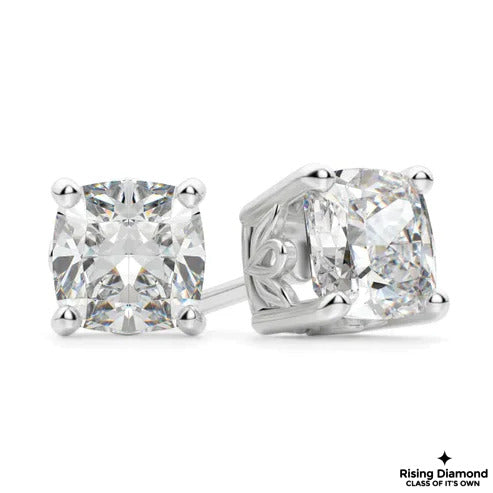 1.25 Ct Cushion For Each EF/VS Lab Grown Diamond Stud Earring