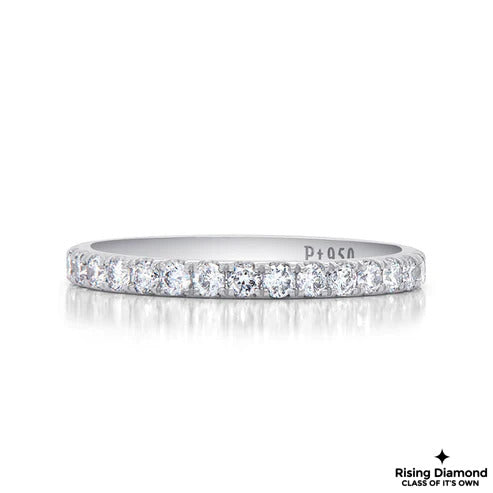 0.55 CTW Round Cut Lab Grown Diamond Half Eternity Wedding Band