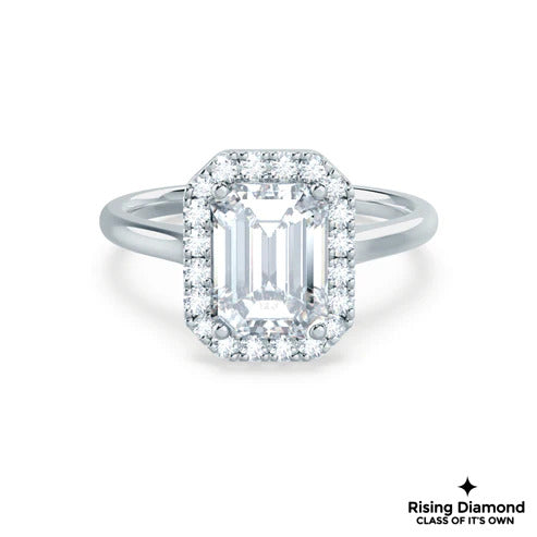 1.55 Ct Emerald Cut E-VS2 Lab Grown Diamond Gold Engagement Ring