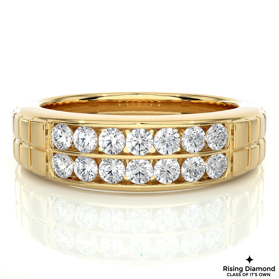 0.95 TCW Round Cut FG-VS Lab Grown Diamond Gold Wedding Band