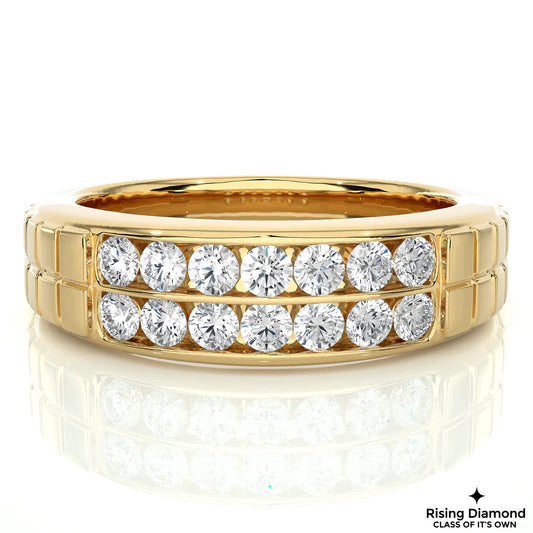 0.95 TCW Round Cut FG-VS Lab Grown Diamond Gold Wedding Band