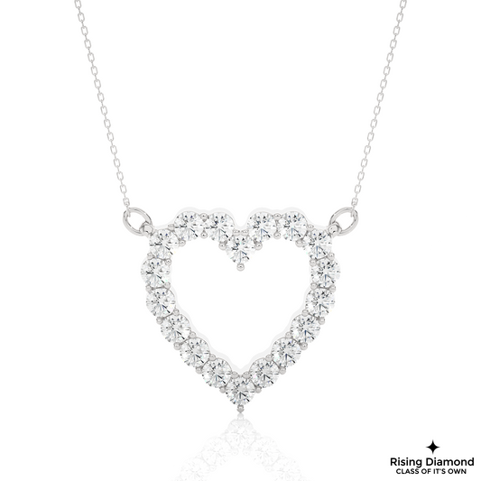 0.46 CTW Round Cut Lab Grown Diamond Heart Shape Necklace in Pave Setting