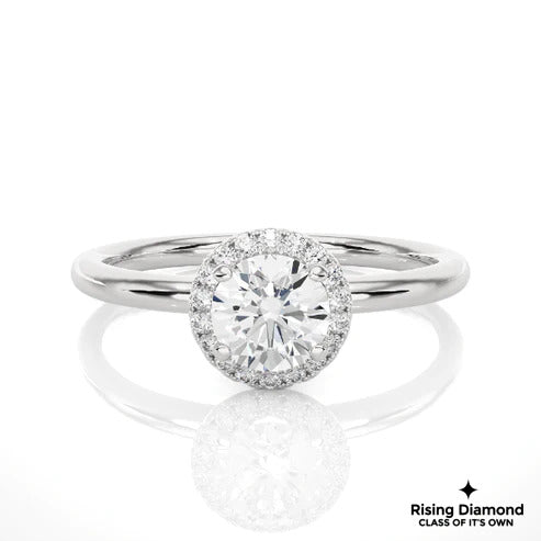 1.0 Ct F/VS1 Round Cut Lab Grown Diamond Halo Ring