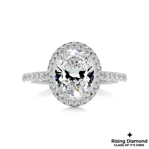 4.8 Ct Oval Cut Colorless Moissanite Halo Engagement Ring