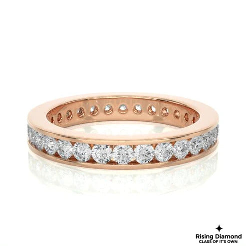 0.60 CTW FG/VS Round Cut Lab Grown Diamond Chanel Wedding Band