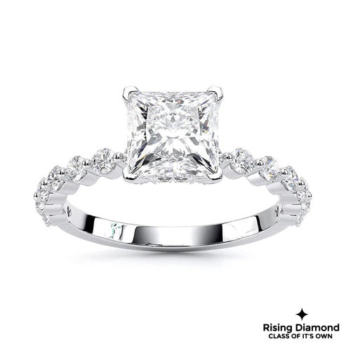 1.01 Ct Princess Cut E-VS2 Lab Grown Diamond Engagement Ring