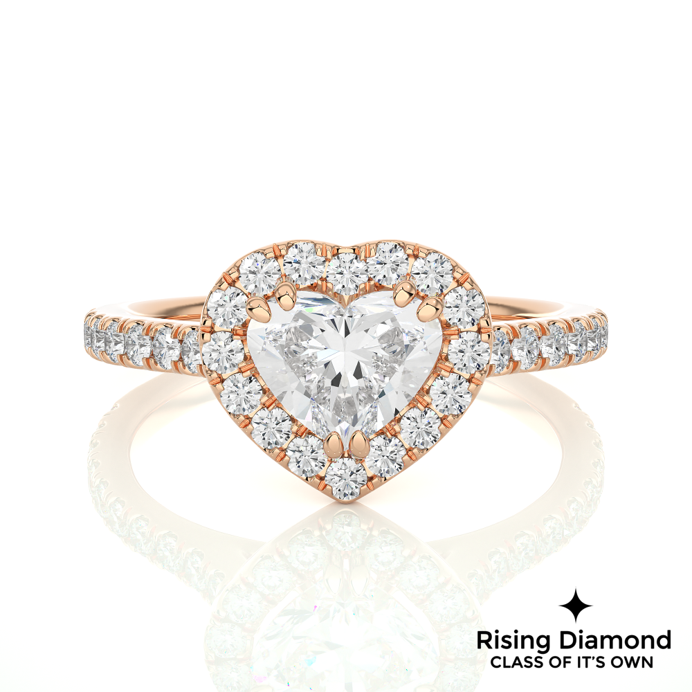 1.32 Ct Heart Cut F-VS2 Lab Grown Diamond Cathedral Engagement Ring