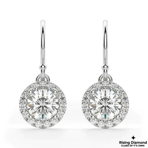 1.46 TCW For Each Round Cut F-VS Lab Grown Diamond Gold Earring