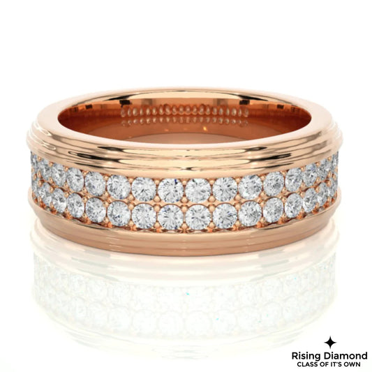 0.85 TCW Round Cut Colorless Moissanite Double Pave Wedding Band