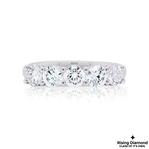 1.5 CTW Round Cut Colorless Moissanite Five Stone Band