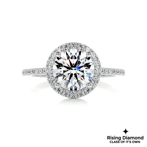 2.85 Ct Round Cut Colorless Moissanite Halo Engagement Ring
