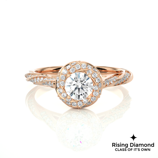 1.03 Ct Round Cut E-VS2 Lab Grown Diamond Halo Engagement Ring