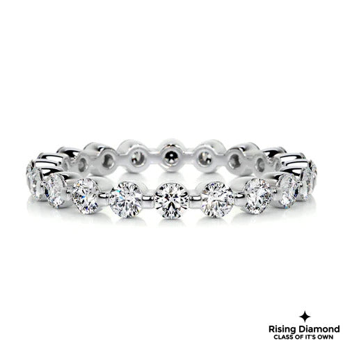 1.75 CTW Round Cut Colorless Moissanite Bubble Prong Setting Wedding Band
