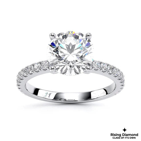 1.02 CT Round Cut F/VS1 Lab Grown Diamond Ring in Pave Setting