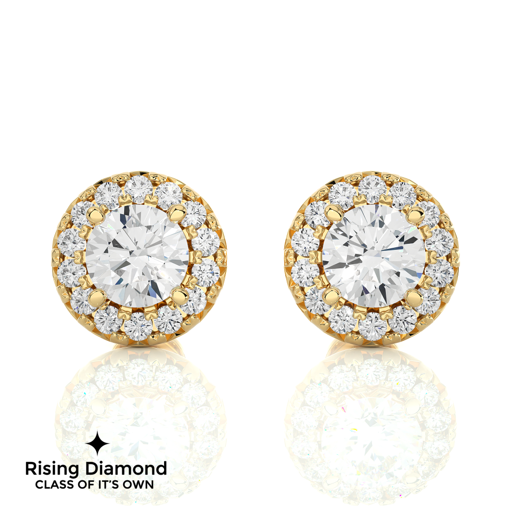 1.15 TCW For Each Round Cut EF-VS Lab Grown Diamond Halo Earring