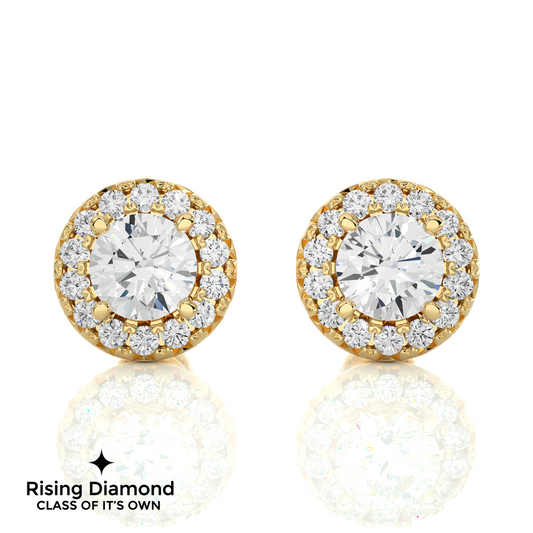 1.15 TCW For Each Round Cut EF-VS Lab Grown Diamond Halo Earring