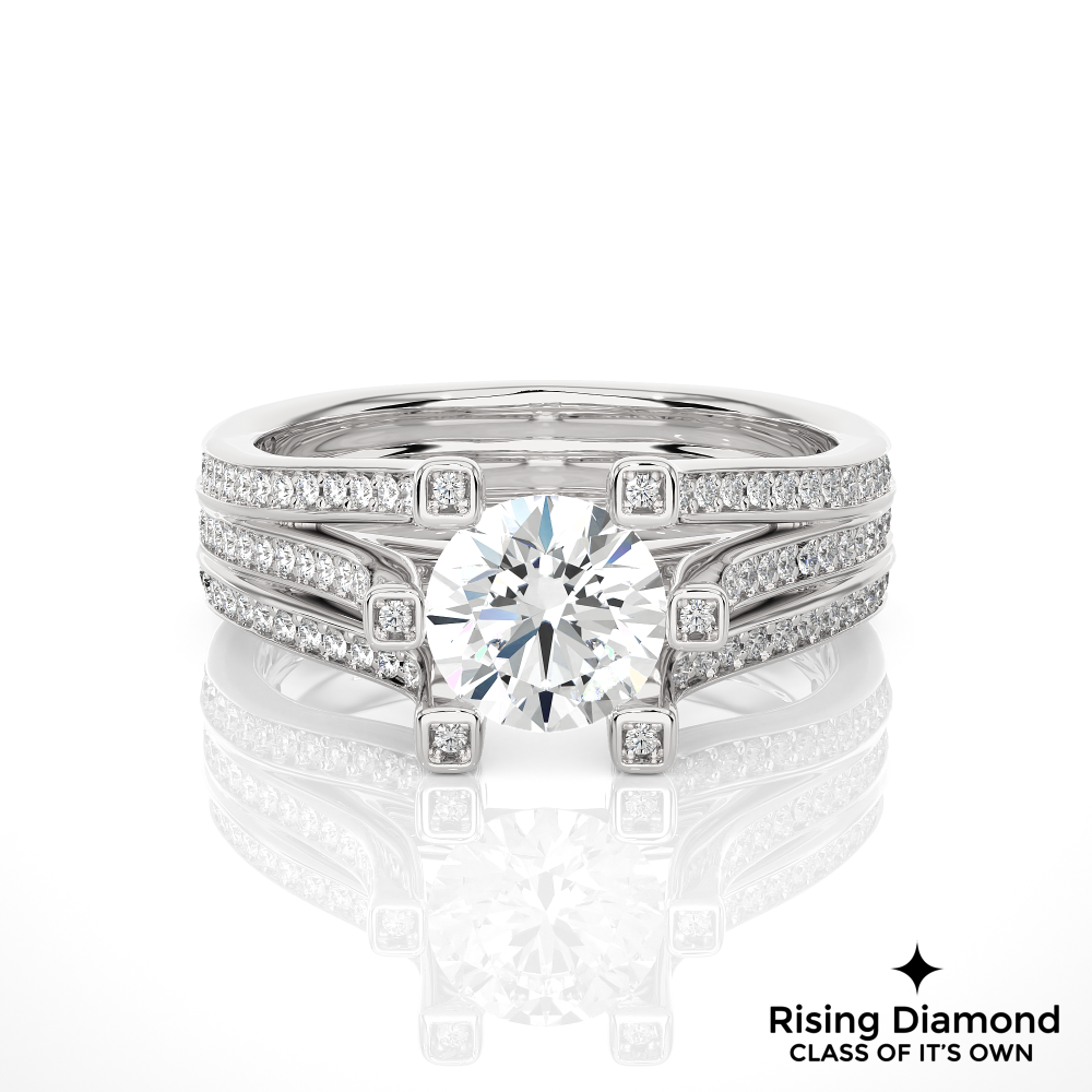 1.04 Ct Round Cut Colorless Moissanite Engagement Ring