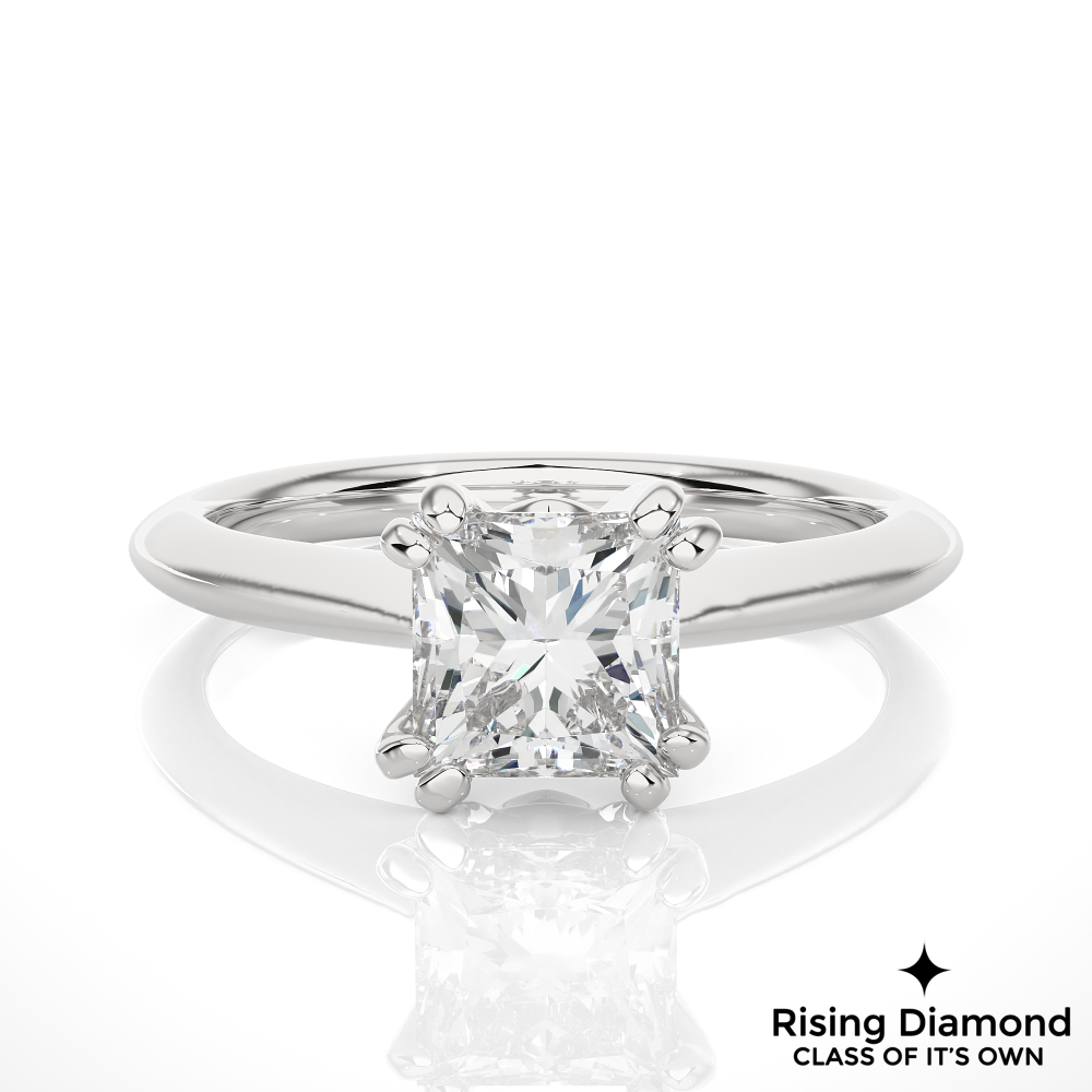 1.47 Ct Princess Cut Colorless Moissanite Engagement Ring